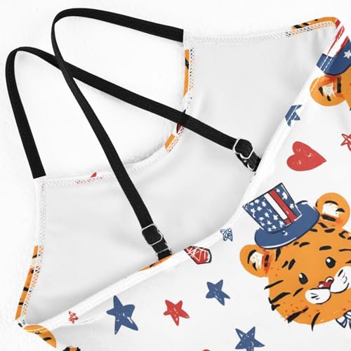 Bolaz Girls Swimsuits One-Piece Bathing Suits Multicolor Kids Sport Summer Beach Swimwear for 3-10 Years Old-Tiger4