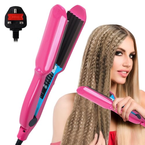 Rppiup Hair Crimper for Women and Girls Security Upgrade Hair Waver with 5 Heat Setting Professional Volumizing Crimping Iron for Fluffy Style 30s Rapid Heating H air Crimpers for Fluffy Corn
