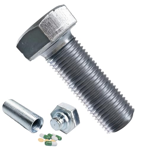 Caja de pernos secretos de metal | Contenedor de metal seguro para tornillos con forma de tornillo para llaves, dinero en efectivo, joyas, pequeños objetos de valor, almacenamiento de seguridad para