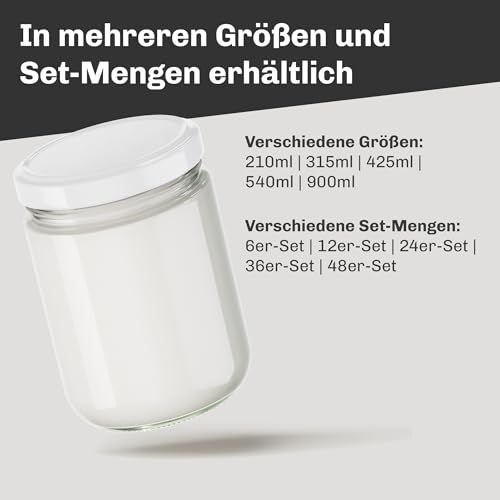 Blumixx Einmachgläser mit Schraubdeckel 24er Pack Einmachglas mit Deckel in Weiß - 540ml Fassungsvermögen - Ideal für Erntezeit… – Ansicht 5