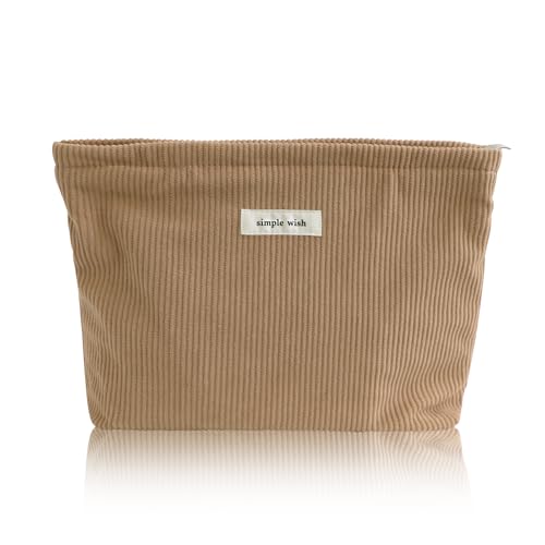 Wudygirl Makeup Bag for Women Travel Cosmetic Bag 10.5"x7.5" Camel