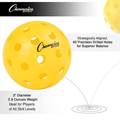 Champion Sports Outdoor Pickleball Balls: USAPA Approved Official Size Tournament Pickleballs - Image 3