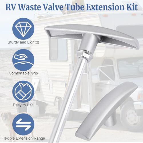 Image of RV Waste Valve Extension Tube 9 Inch TX9HPB RV Waste Valve Handle Replacement - Valve Aluminum Tube Extension Rod Facilitates Waste Management Compatible with RV Sewer Hose Kit - 2 Pcs