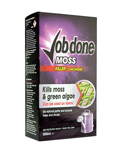 Image of Job Done 86600108 Moss Weedkiller, 500ml - Fast Acting Moss and Algae Weedkiller - Visible Results In 1 Hour - Ready To Use Weedkiller Spray - Non-Staining - for Driveway, Patio and Pavement