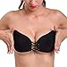 Stick on Bra, Women's Invisible Strapless Plunge Self Adhesive Bras, Reusable Magic Bra (DDD, Black)