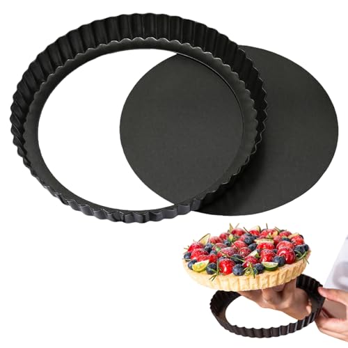 8 Inch Round Fluted Tart Pan with Removable Base for Baking Pies and Quiches