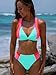 popvil High Waisted Bikini Sets for Women Color Block Two Piece Neon Swimsuits Crisscross Back Bathing Suit 2026