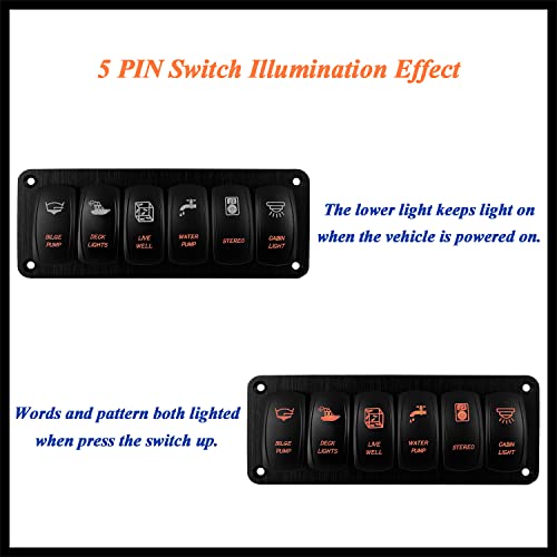 Image of 6 Way Customize RV Rocker Switch Panel Amber Led Boat Switch Panel Waterproof for Marine Yacht Motorcycle Polaris Can Am Commander Dashboard IP66