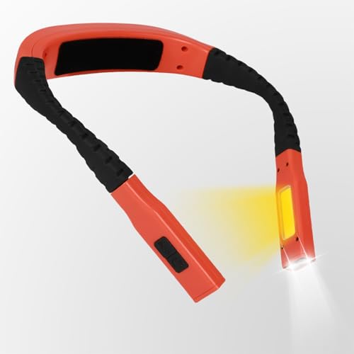 KACASHIP Neck Reading Light Orange LED Brightness Rechargeable 10-80Hrs Bendable Book Lamp for Reading in Bed Knitting Camping Repairing Reading Lovers Gifts