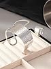 JWIGP Asymmetrical Geometric Bracelet Ring Set for Women – Hammered Metal Open Cuff Adjustable Jewelry, Minimalist Gold Silver Statement Accessories (Silver) #2