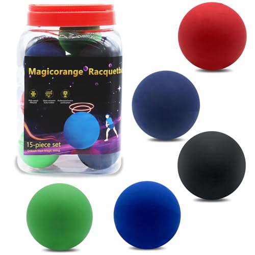Magicorange 15 Pack Racquetball Multi Colored Racquetballs High Bounce Rubber Racquetballs (Multicolor)