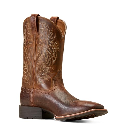 Ariat BMVY9 Mens Sport Wide Square Toe Western Boot Fiddle Brown/Powder Brown 7
