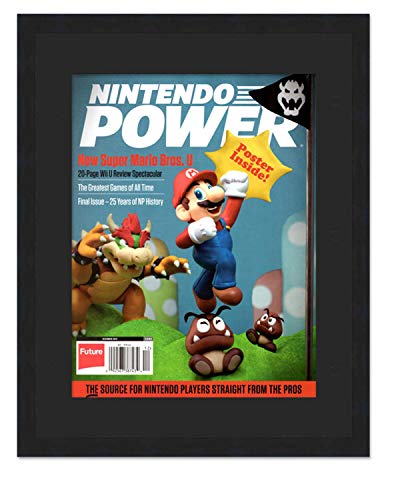 Nintendo Magazine Solid Wood Picture Frame - Complete with Acrylic, Backing, and Black Mat - Display Magazines Measuring 8