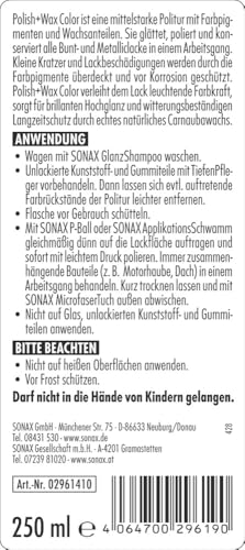 SONAX Polish+Wax Color schwarz (250 ml) Mittelstarke Politur für neuwertige und leicht matte Lacke...
