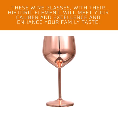 Bruntmor BRUN-000737 Stainless Steel Wine Glass - 17 Oz Unbreakable 8 Inches Tall Wine Glasses - Shatterproof, Metal Copper, Stemmed Drinkware For Champagne, Cocktail - Wedding Goblets Glass thumb #4