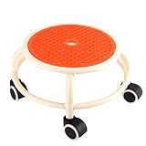Qcwwy Drehhocker, Stilvoller, Runder, Niedriger Rollhocker für zu Hause, Atmungsaktives Design, Hohe Tragfähigkeit, Kunststoff (ORANGE)