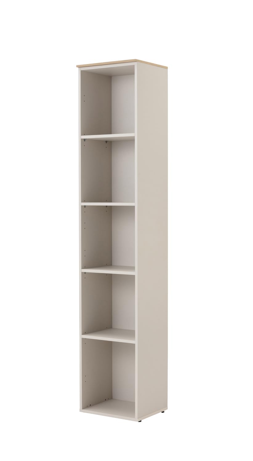 Composad | Libreria della Linea PRONTO con 5 Ripiani, Libreria per Ufficio e Home Office, Libreria Alta (LxAxP): 40x201,8x35,5 cm, Grigio Cashmere Topmatt e Rovere Mielato, Made in Italy