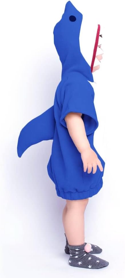 EraSpooky Shark Short Hoodie for Kids Boys Toddler Shark Costume Halloween Animal Outfit Short Sleeve - Image 7
