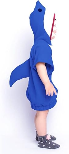 Miniatura 7 de EraSpooky Sudadera corta con capucha de tiburón para niños, disfraz de tiburón para Halloween, traje de animal de manga corta