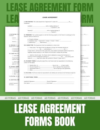 Lease Agreement Forms Book: Simplified One-Page Lease Agreement for Landlords and Tenants | Fixed-Term or Month-to-Month Rental Conditions with Monthly Rent, Duration, and Utility Responsibilities.