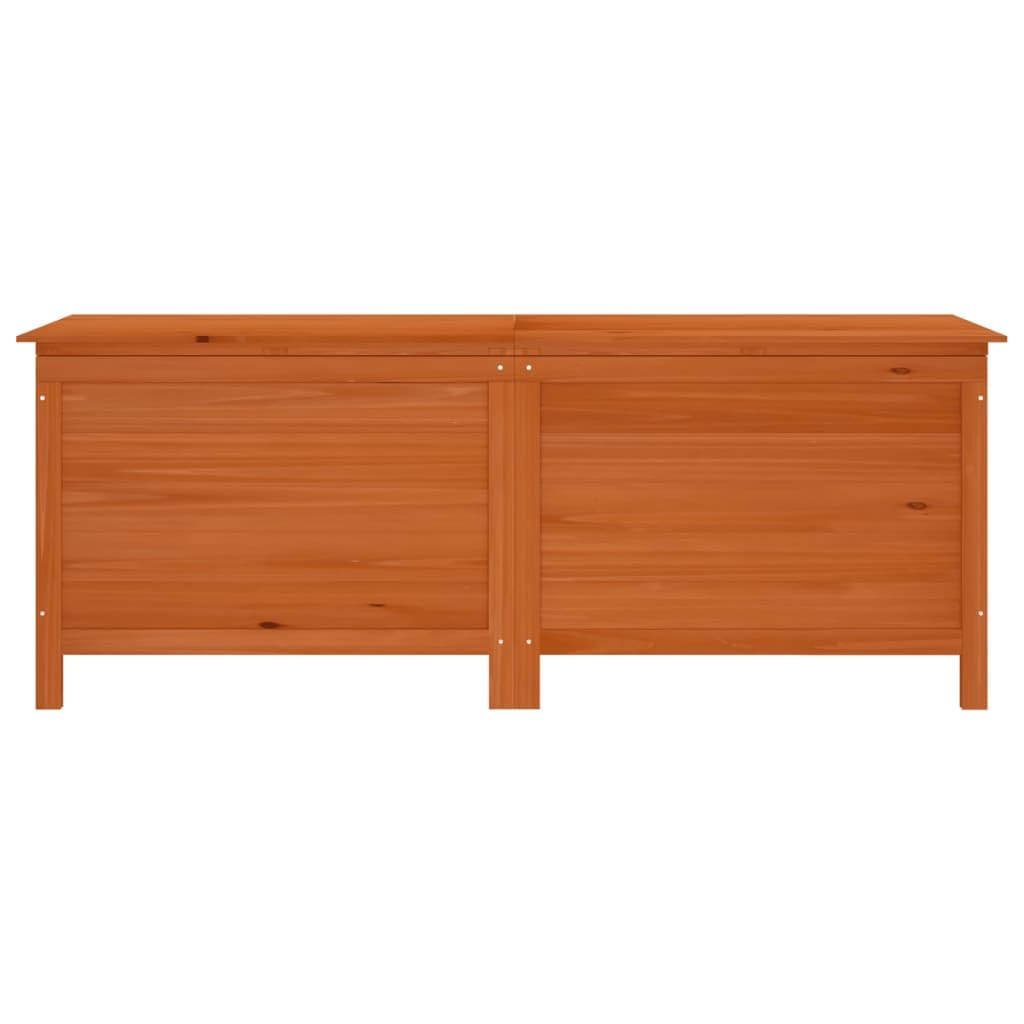 Homgoday Baúl de jardín de madera con tapa, para terraza, balcón, marrón, 150 x 50 x 56,5 cm, madera maciza de abeto