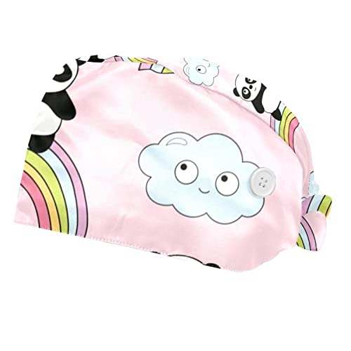 Casquette de Travail Pandas et Nuages pour Cuisine et Soins | Lot de 2 Couvre-Chefs Confortables