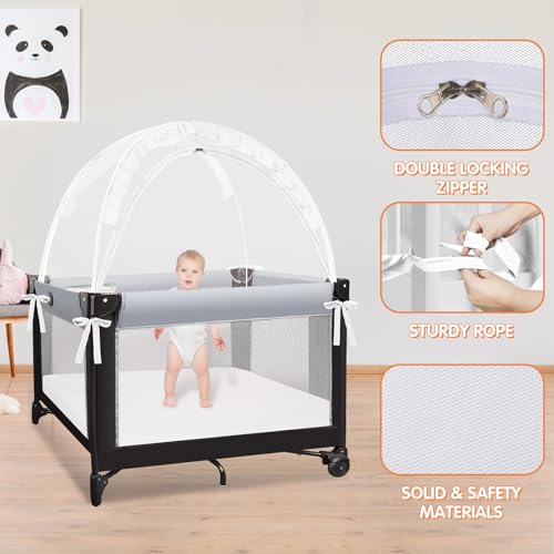 image for Zkaitoy Pack N Play Tent - Mini Crib Tent to Keep Baby from Climbing O