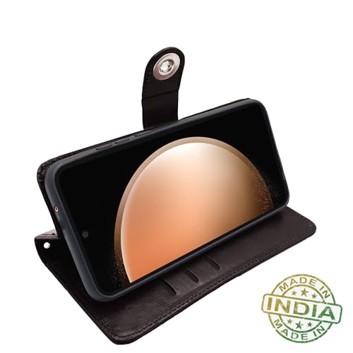 Image of Pikkme Samsung Galaxy S23 FE 5G Flip Cover Leather Finish | Wallet Stand and Shock Proof | Inside TPU with Card Pockets | Complete Protection Button Flip Case (Coffee)