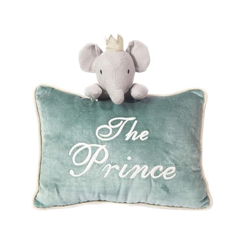 Image of MON AMI Prince Elephant Decorative Pillow – 8 × 11 Inches Plush Throw Cushion | Soft Nursery & Kids Room Accent Pillow for Bed, Couch or Shelf | Cute Christmas Gift for All Ages