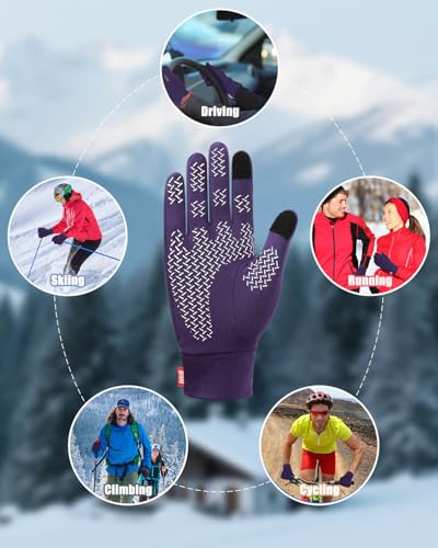 Image of Aegend Lightweight Winter Gloves for Men Women, Warm Running Gloves Touchscreen Thermal Glove Liners for Cold Weather Driving, Cycling & Hiking, Non-Slip, Elastic Cuff, Stretchy, Durable