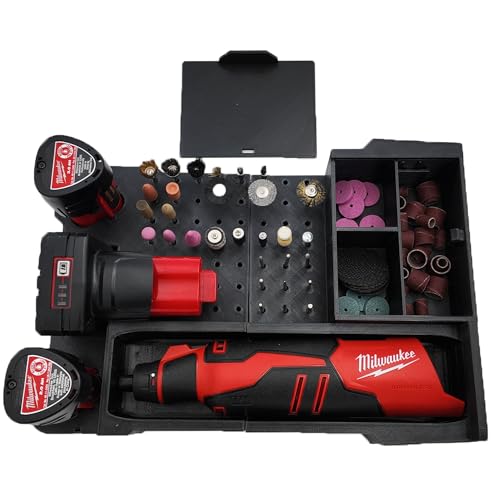M12 Rotary Packout Organizer with Drawer and Bit Storage for Milwaukee Packout Compact Tool Box- Battery, bits, and Blade Storage- Liner Only - Image 2