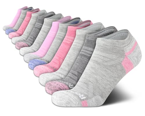 Image of Reebok Womens No Show Socks Moisture Wicking Cushion Low Cut Socks 12 Pack | Stretch Performance Fabric, Cushioned Heel and Toe, Arch Support, Comfort Seam, Shoe Size 4-10