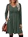 OFEEFAN Fall Dresses for Women Fashion Clothing Cowboy Chic Wedding Guest Dresses Long Sleeve Dress Empire Waist Maternity Dress Winter Christmas Green M