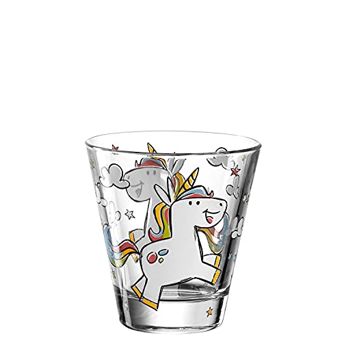 Leonardo Bambini Trink-Glas, Kinder-Becher aus Glas mit Tier-Motiv, spülmaschinengeeignetes Saft-Glas, 1 Stück, 215 ml, 017902