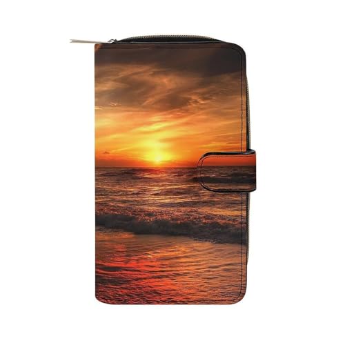 Beach And Sunset Long Wallet for Women Men Purses Coin Pouch Credit Card Holder Organizer
