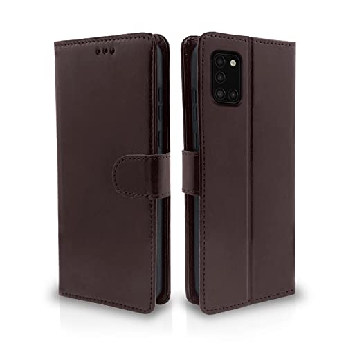 Pikkme Samsung Galaxy A31 Flip Case Leather Finish | Inside TPU with Card Pockets | Wallet Stand and Shock Proof | Magnetic Closing | Complete Protection Flip Cover for Samsung Galaxy A31 (Coffee)- Best and cheap mobile covers in India