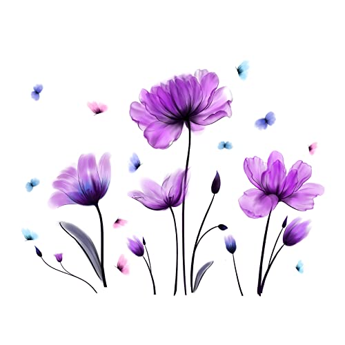Vinilo Decorativo Flores Moradas Adhesivo Removible miniatura 6