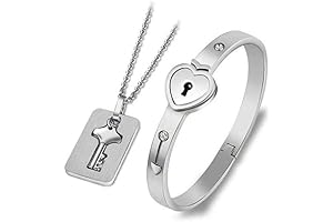 Couple Stainless Steel Heart Lock Bracelet & Key Pendant Necklace: Unlocking the Bond of Love
