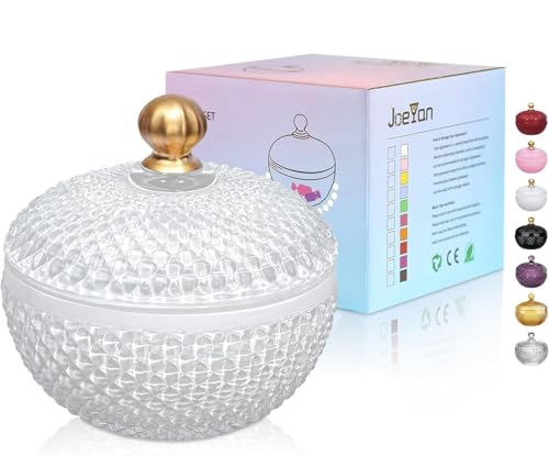 Joeyan Petits pots à bonbons en verre Blanc avec couvercle, plats à bonbons en verre gaufré pour les noix, chocolats, cookies, pot décoratif pour mariages,...