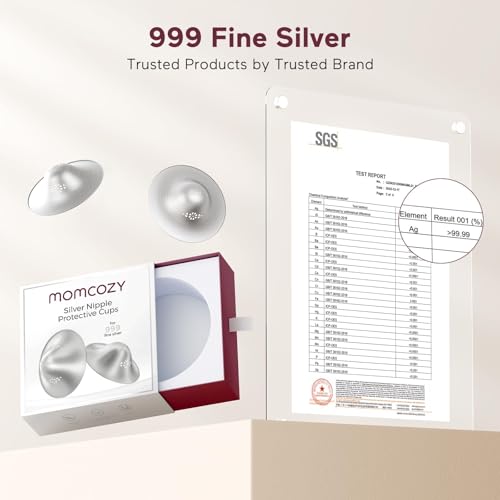 Image of Momcozy 999 Silver Nursing Cups Original Perforated Breathable Design, 999 Silver Nipple Cover for Breastfeeding Essential,Nipple Shield for Nursing Newborn, Metal Nipple Shields, Regular, XL Size
