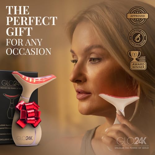 Image of GLO24K 7 Color Beauty Device - Triple LED Action & Vibration Technology Facial and Neck Massager