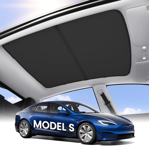 Image of Zanch Tesla Model S Sunshade Roof for 2021-2026, Black | Cooling Tech, Heat Insulation, No Sag Design, Foldable Roof Shade, Custom Fit, UV Protection
