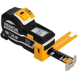 REEKON T1M Utility 16 ft Digital Tape Measure for the Job Site | 1/32” Accuracy, 1,000+ Measurement Memory with Bluetooth Sharing, LCD Display, Marking Square, 150+ Hour Battery