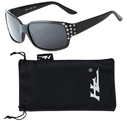 Hornz HZ Serie Diamante  Gafas de sol polarizadas para mujer Marco negro de medianoche - Lente de humo oscuro