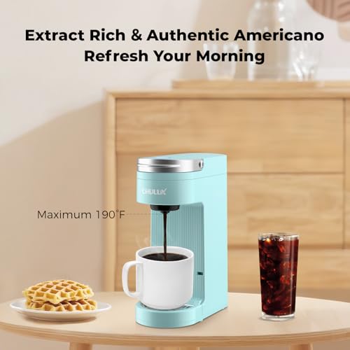 Image of CHULUX Slim Single Serve Coffee Maker, Lightweight Pod Coffee Machine, Cyan