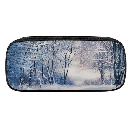 ペンケース 筆箱 大容量 軽量 雪 森 白い世界 筆入れ ふでばこ ペンポーチ 多機能 コンパクト シンプル おしゃれ 中小学生 高校生 女の子 男の子