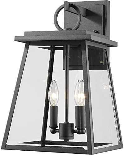 Miniatura 2 de Z-Lite 521M-BK Broughton - Aplique de pared para exteriores de 2 luces en estilo artesano, 17.5 pulgadas de alto y 10.25 pulgadas de ancho,