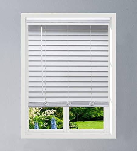 Linen Avenue Cordless Faux Wood Blind White 24 W x 36 H, Flush Inside Mount (No Valance Returns)