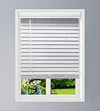 Linen AVENUE Cordless Faux Wood Blind White 35 W x 60 H, Flush Inside Mount (No Valance Returns)