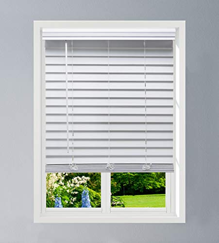Linen Avenue Cordless Faux Wood Blind White 24 W X 36 H, Flush Inside Mount (No Valance Returns) #TOP6